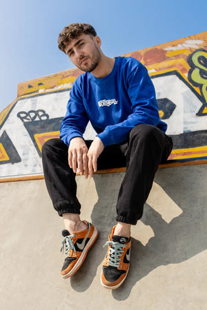 Puff Printed Logo Blue Relaxed Fit Unisex Sweatshirt