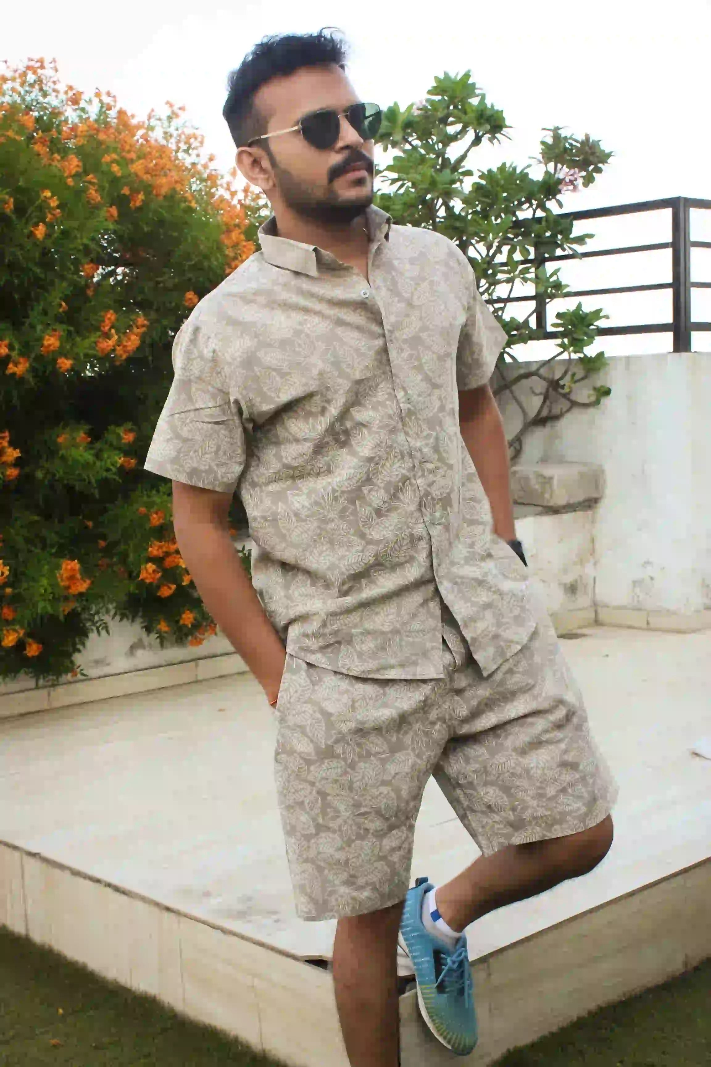 Beige Leaf Drip Co-Ord – Neutral Flex Mode