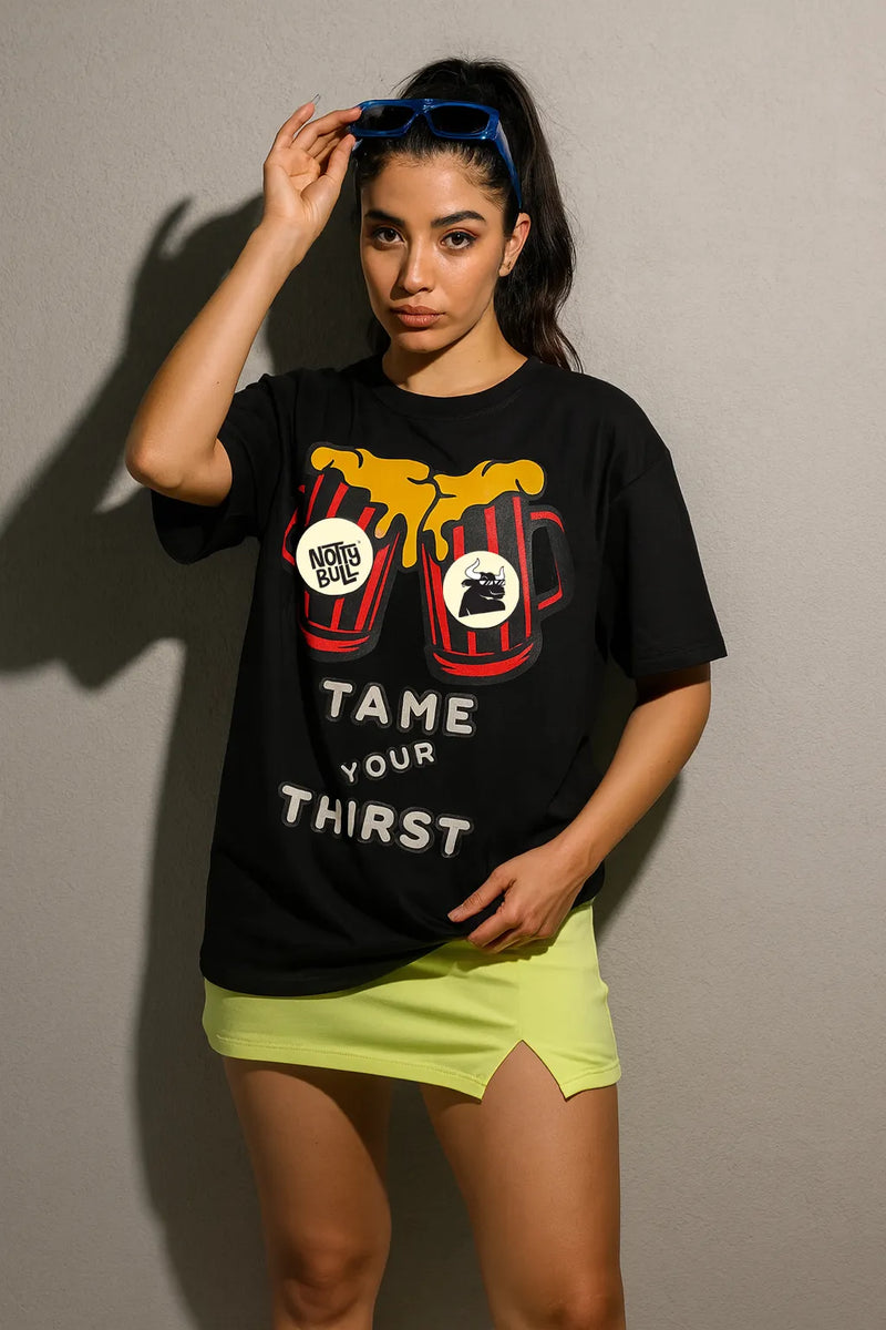 Printed Graphic Black Oversized Unisex Tshirt