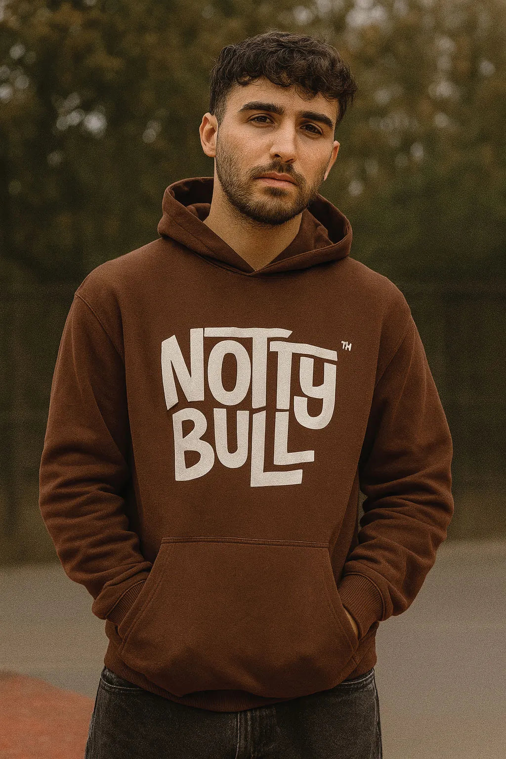 Puff Printed Logo Coffee Brown Relaxed Fit Unisex Hoodie