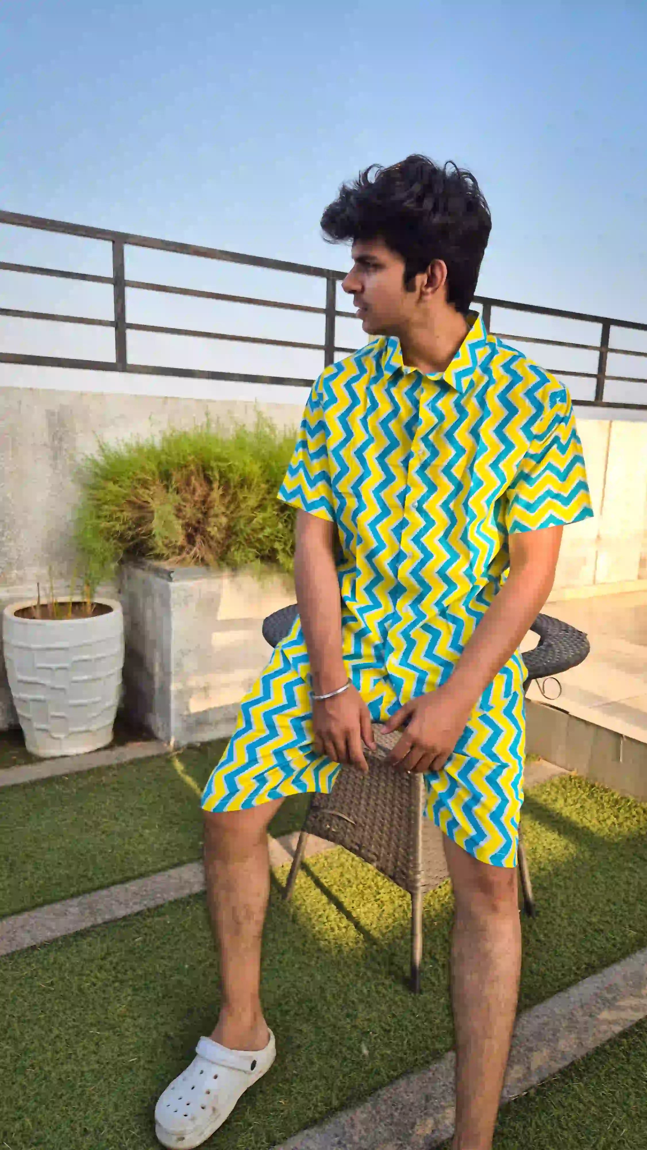Vibe Check Zig-Zag Co-Ord – Yellow x Teal Chaos