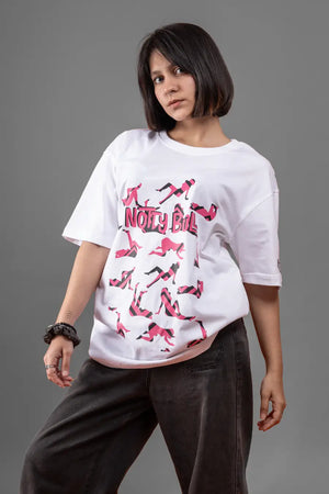 Printed Graphic White Oversized Unisex Tshirt