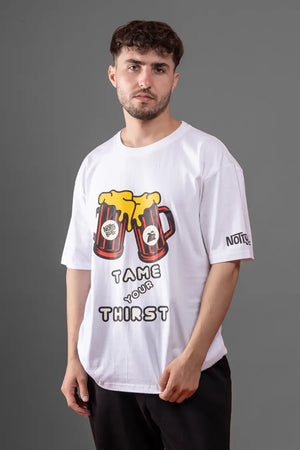 Printed Graphic White Oversized Unisex Tshirt