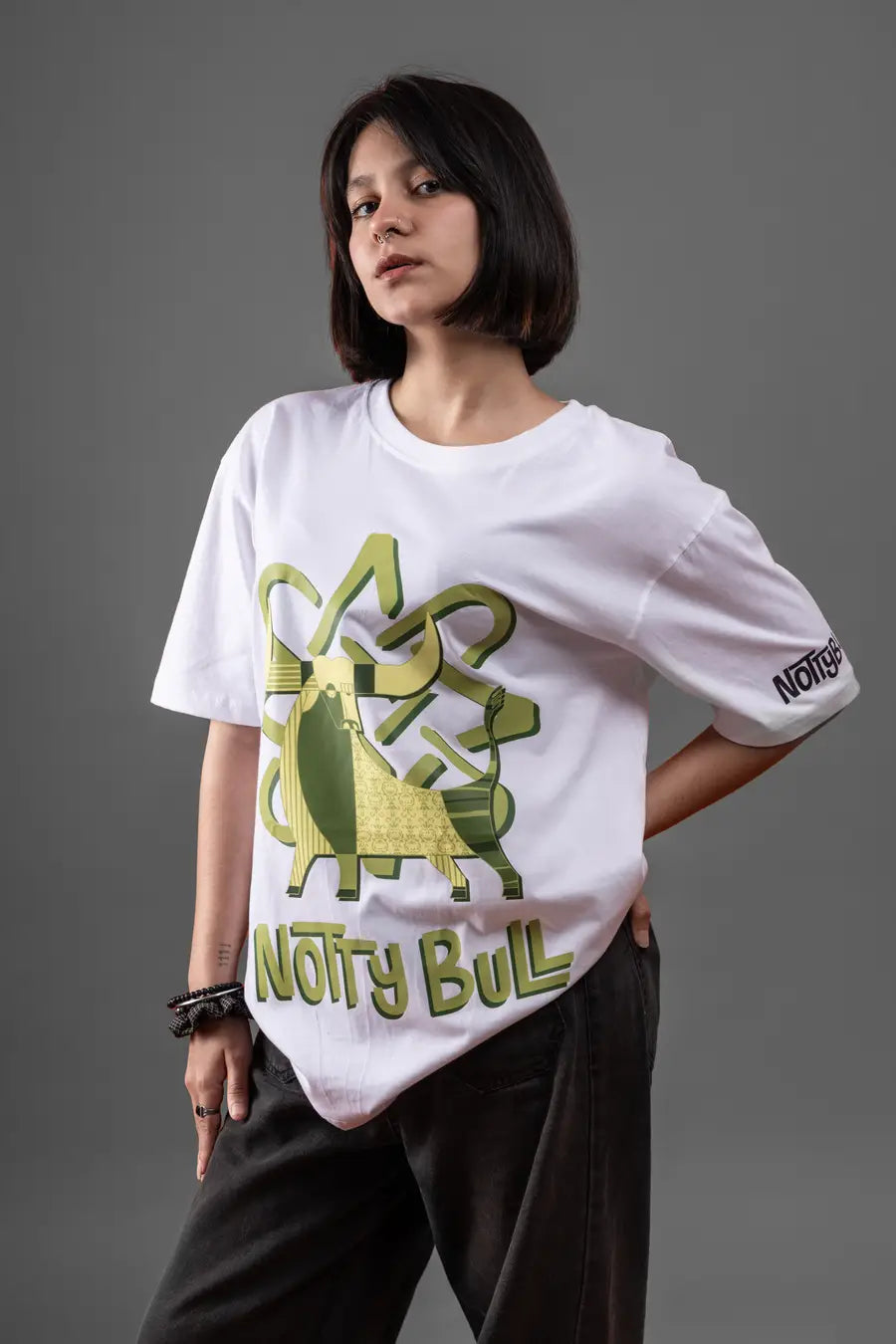 Printed Graphic White Oversized Unisex Tshirt