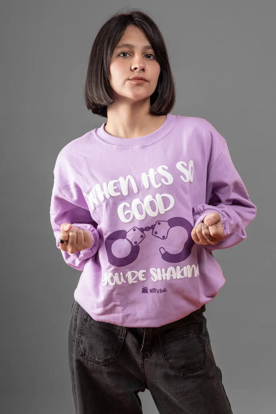 Puff Printed Graphic Lavender Relaxed Fit Unisex Sweatshirt