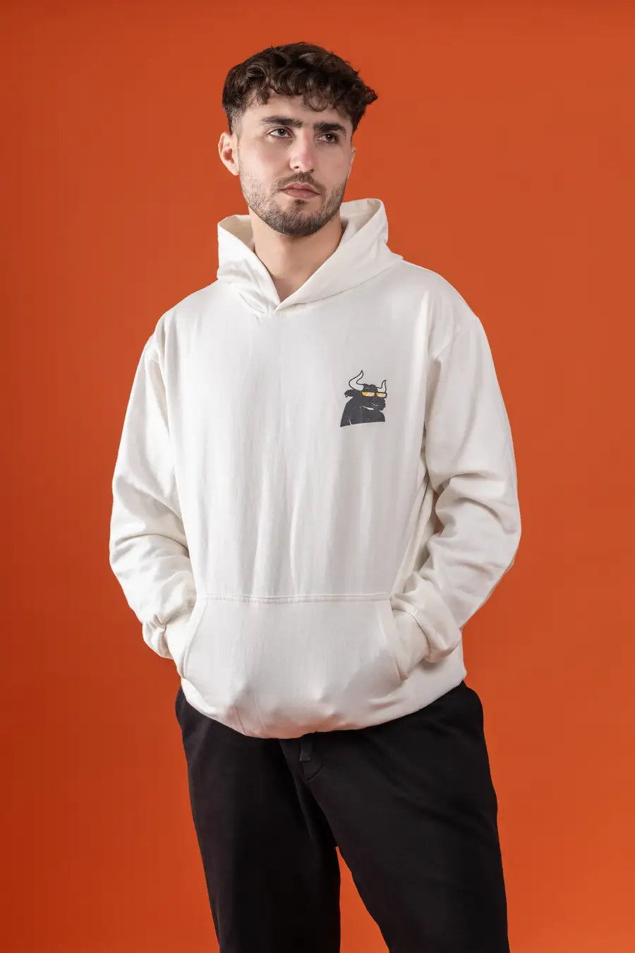 Puff Printed Graphic Off White Relaxed Fit Unisex Hoodie