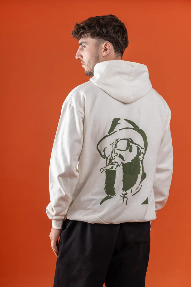 Puff Printed Graphic Off White Relaxed Fit Unisex Hoodie