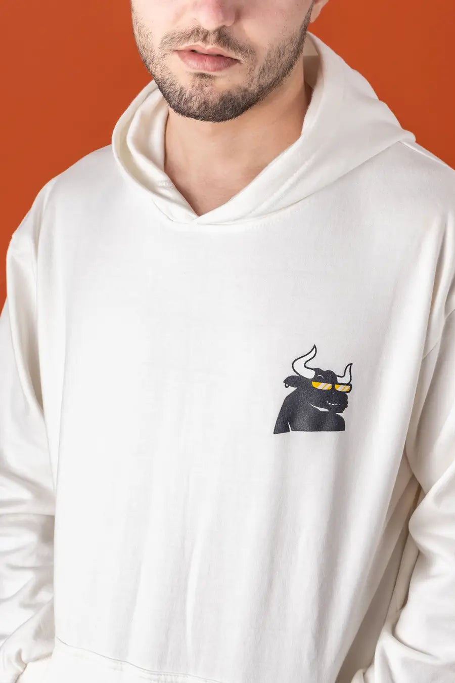 Puff Printed Graphic Off White Relaxed Fit Unisex Hoodie