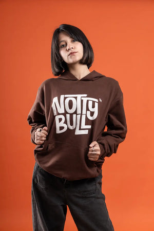 Puff Printed Logo Coffee Brown Relaxed Fit Unisex Hoodie