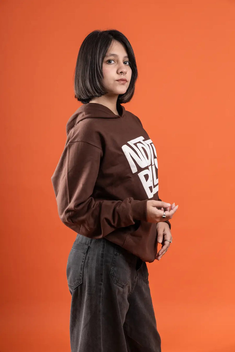 Puff Printed Logo Coffee Brown Relaxed Fit Unisex Hoodie