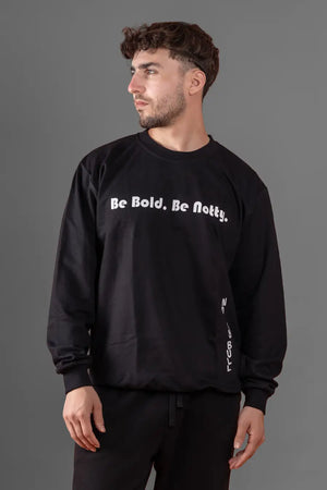 Puff Printed Quote Black Relaxed Fit Unisex Sweatshirt