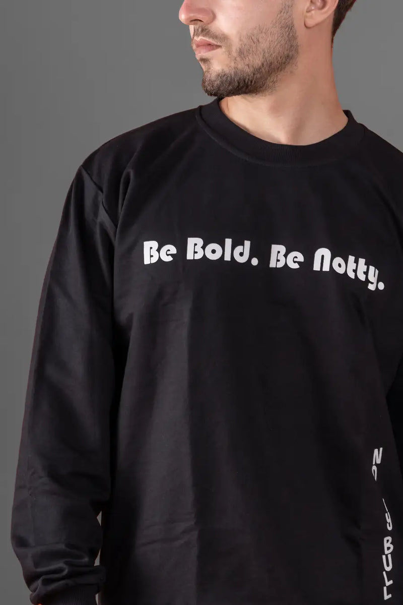 Puff Printed Quote Black Relaxed Fit Unisex Sweatshirt