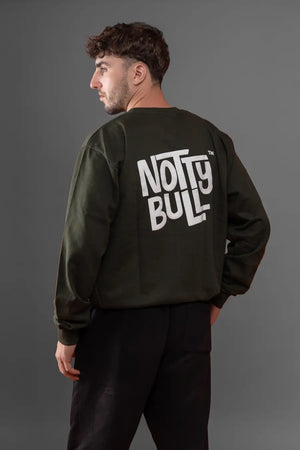 Puff Printed Symbol Olive Relaxed Fit Unisex Sweatshirt