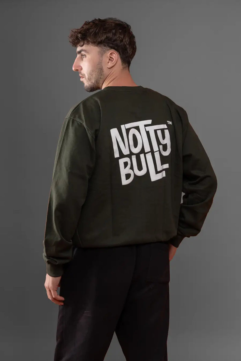 Puff Printed Symbol Olive Relaxed Fit Unisex Sweatshirt