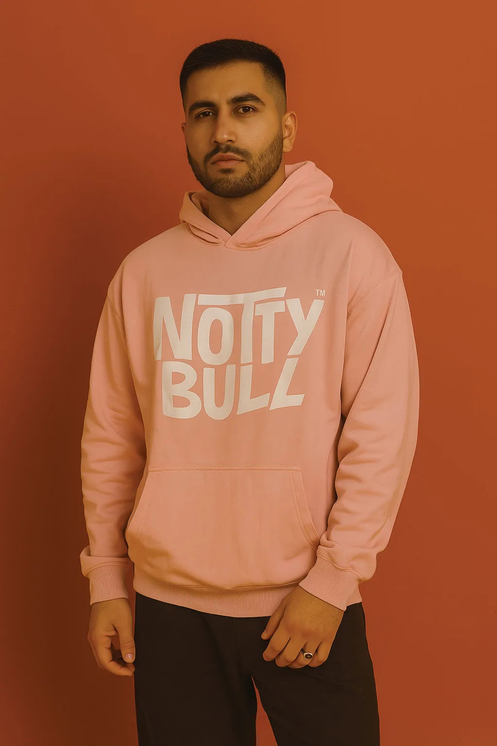 Puff Printed Logo Pink Relaxed Fit Unisex Hoodie