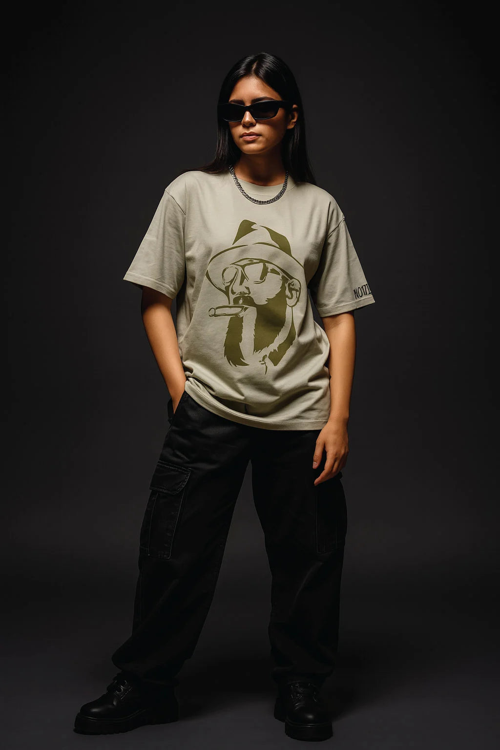 Printed Graphic Quill Grey Oversized Unisex Tshirt