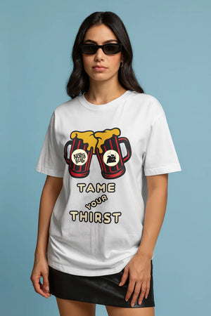 Printed Graphic White Oversized Unisex Tshirt