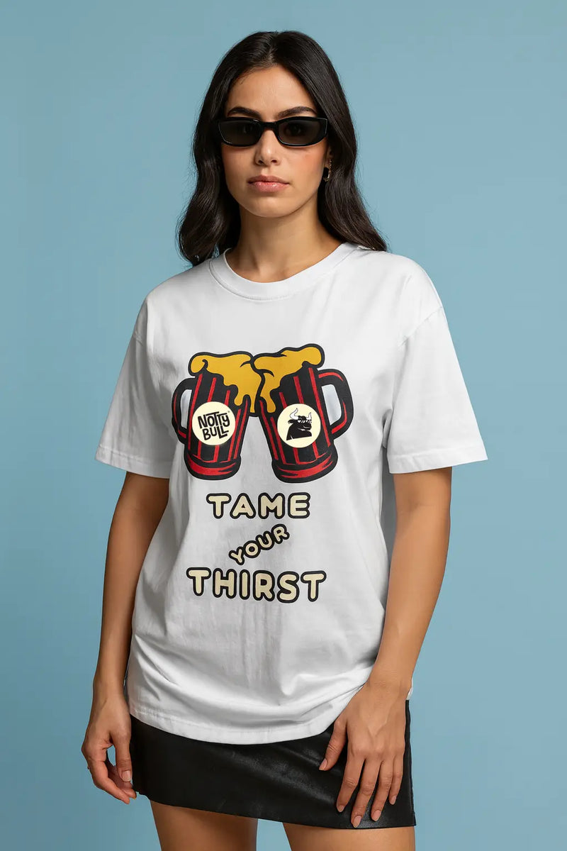 Printed Graphic White Oversized Unisex Tshirt