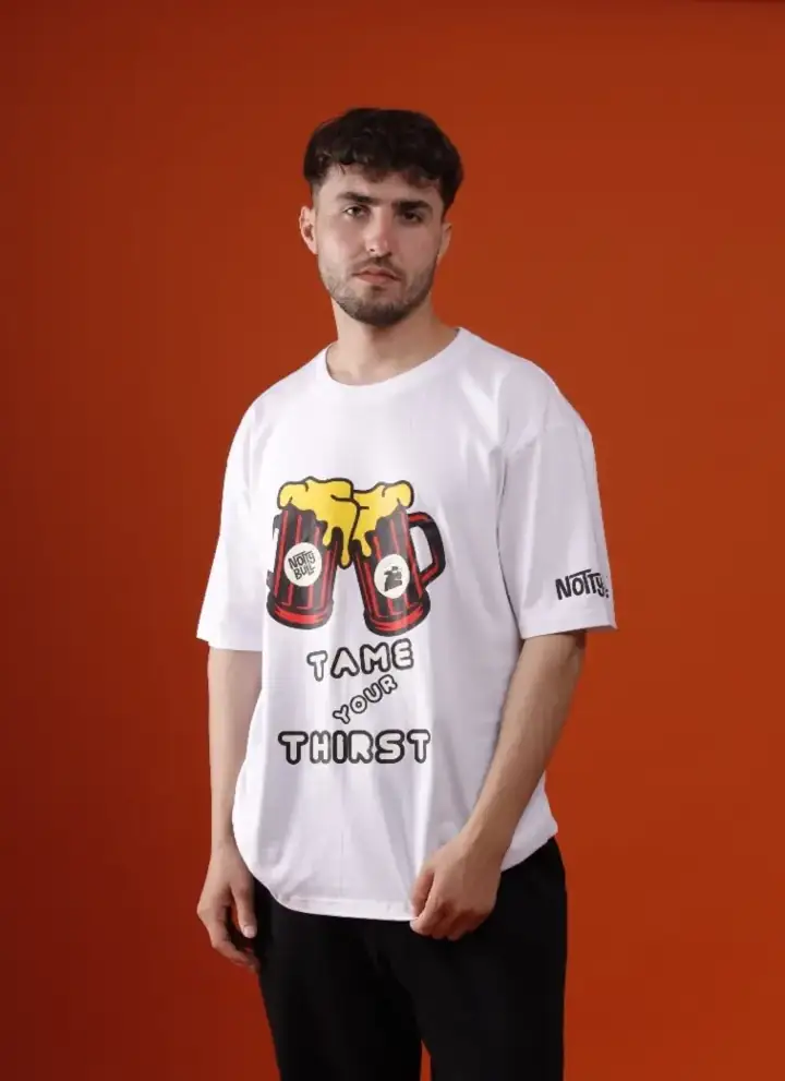 Customer photo in the white Tame Your Thirst tee
