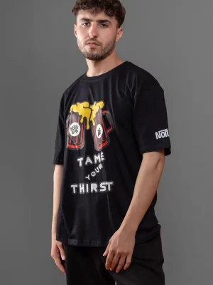 Printed Graphic Black Oversized Tshirt
