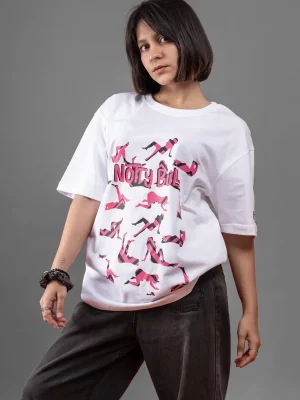 Printed Graphic White Oversized Tshirt