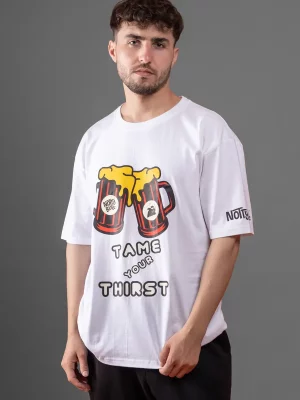Printed Graphic White Oversized Tshirt