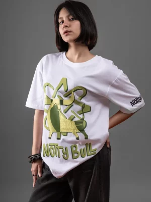 Printed Graphic White Oversized Tshirt
