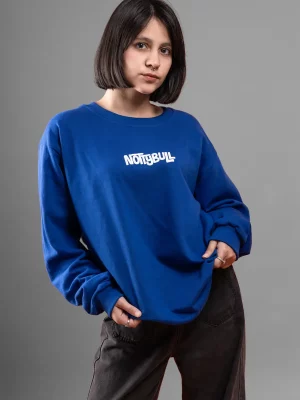 Puff Printed Logo Blue Relaxed Fit Sweatshirt