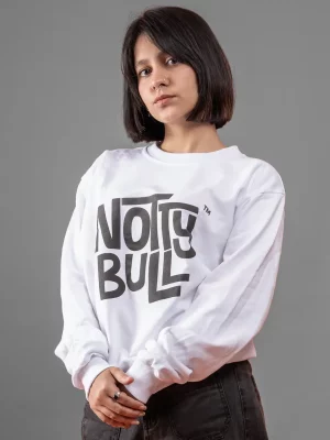 Puff Printed Logo White Relaxed Fit Sweatshirt