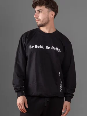 Puff Printed Quote Black Relaxed Fit Sweatshirt