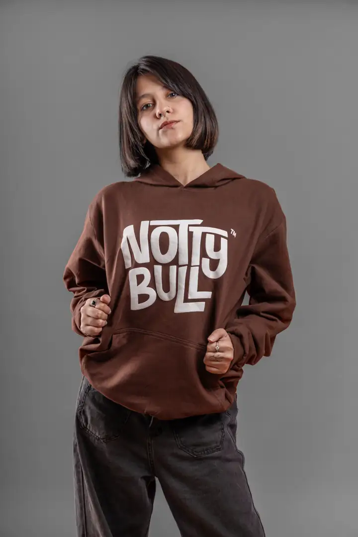 NottyBull Puff Hoodie, Chocolate, front