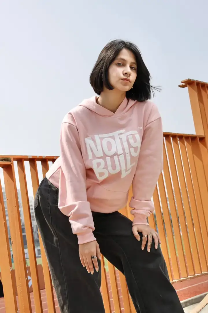 NottyBull Puff Hoodie, Baby Pink, front
